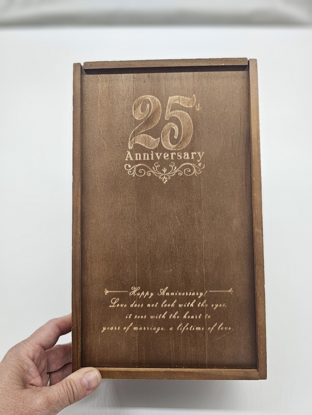 25 Anniversary Champagne Flutes In A Wooden Keepsake Box - Brown - New